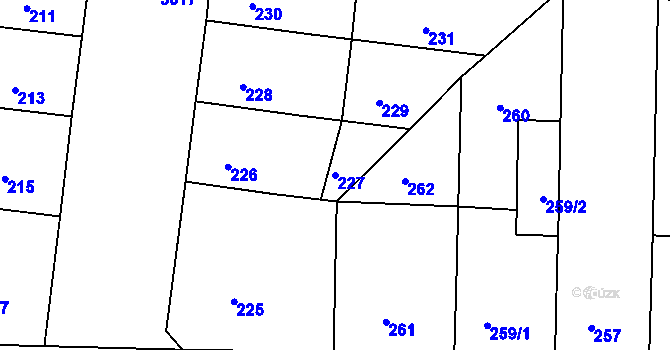 Parcela st. 227 v KÚ Nusle, Katastrální mapa