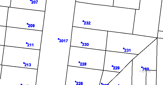 Parcela st. 230 v KÚ Nusle, Katastrální mapa