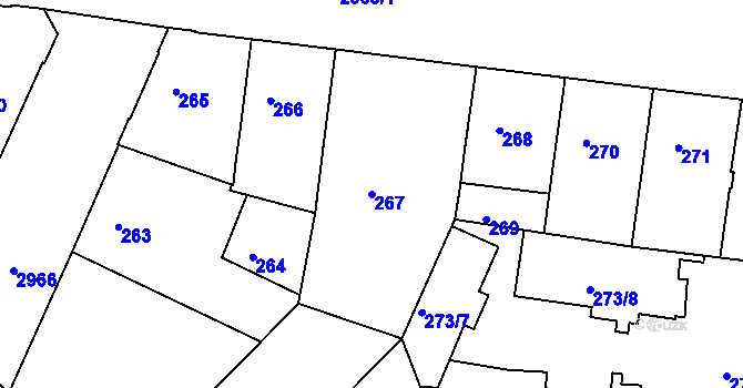Parcela st. 267 v KÚ Nusle, Katastrální mapa