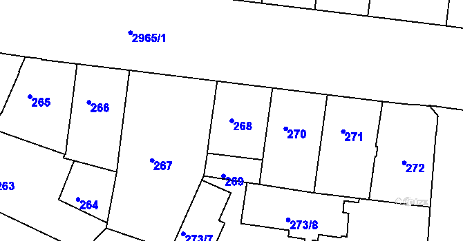 Parcela st. 268 v KÚ Nusle, Katastrální mapa