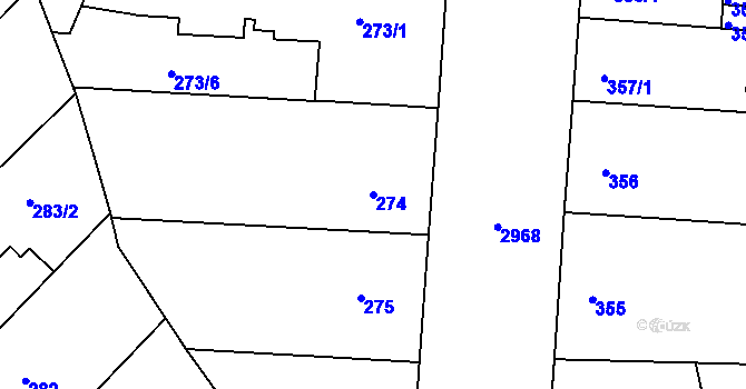 Parcela st. 274 v KÚ Nusle, Katastrální mapa