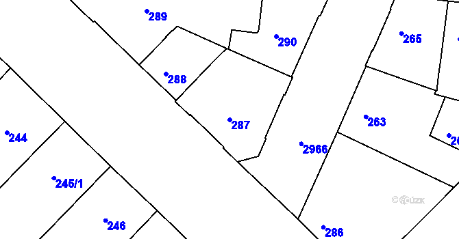 Parcela st. 287 v KÚ Nusle, Katastrální mapa