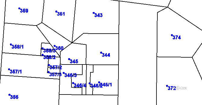 Parcela st. 344 v KÚ Nusle, Katastrální mapa