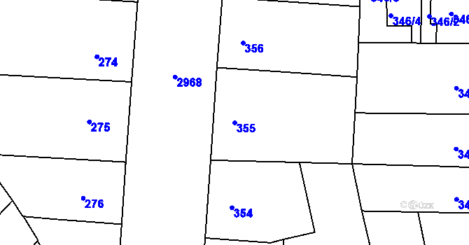 Parcela st. 355 v KÚ Nusle, Katastrální mapa