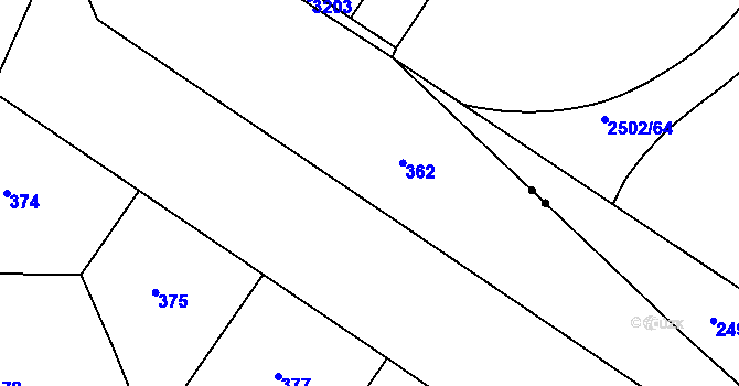 Parcela st. 362 v KÚ Nusle, Katastrální mapa