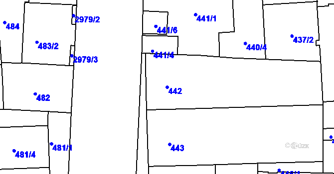 Parcela st. 442 v KÚ Nusle, Katastrální mapa