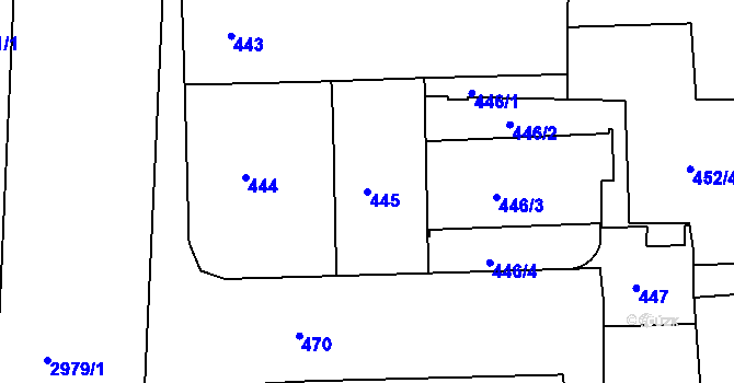 Parcela st. 445 v KÚ Nusle, Katastrální mapa
