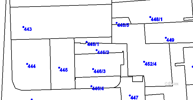 Parcela st. 446/2 v KÚ Nusle, Katastrální mapa