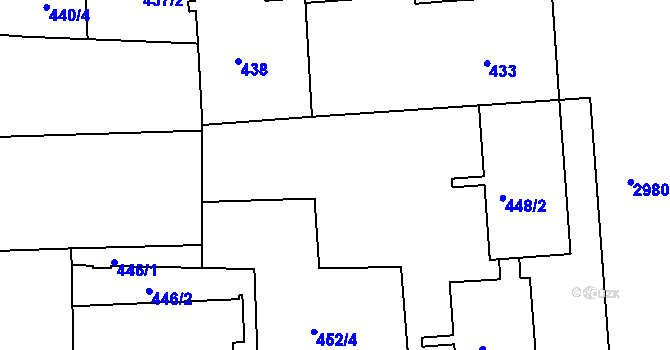 Parcela st. 448/1 v KÚ Nusle, Katastrální mapa