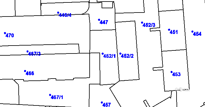 Parcela st. 452/1 v KÚ Nusle, Katastrální mapa