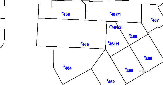 Parcela st. 465 v KÚ Nusle, Katastrální mapa
