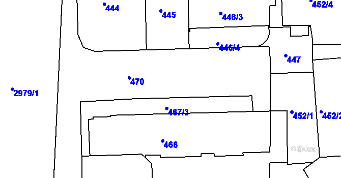 Parcela st. 467/2 v KÚ Nusle, Katastrální mapa