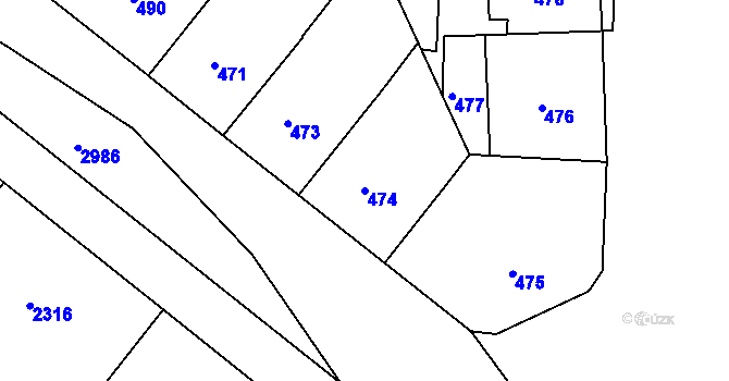 Parcela st. 474 v KÚ Nusle, Katastrální mapa