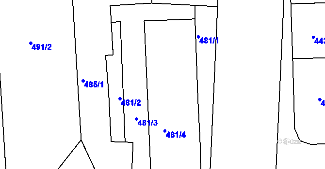 Parcela st. 481/5 v KÚ Nusle, Katastrální mapa