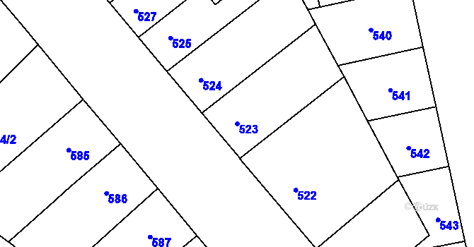 Parcela st. 523 v KÚ Nusle, Katastrální mapa