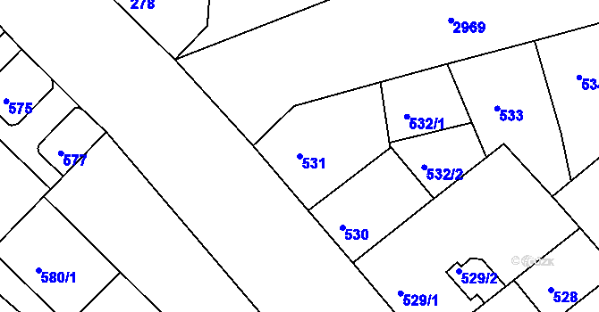 Parcela st. 531 v KÚ Nusle, Katastrální mapa