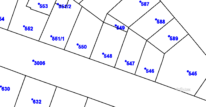 Parcela st. 548 v KÚ Nusle, Katastrální mapa