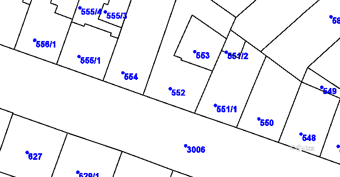 Parcela st. 552 v KÚ Nusle, Katastrální mapa