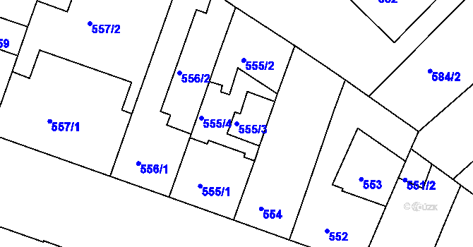 Parcela st. 555/3 v KÚ Nusle, Katastrální mapa