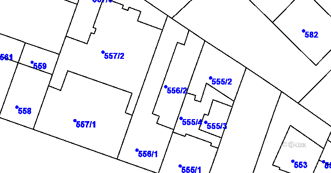 Parcela st. 556/2 v KÚ Nusle, Katastrální mapa