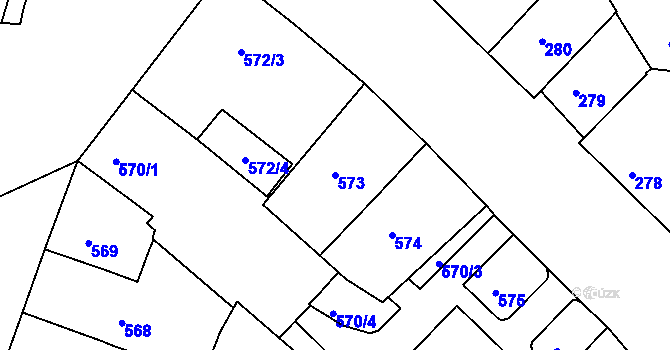 Parcela st. 573 v KÚ Nusle, Katastrální mapa