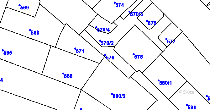 Parcela st. 576 v KÚ Nusle, Katastrální mapa