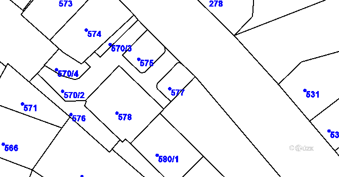 Parcela st. 577 v KÚ Nusle, Katastrální mapa