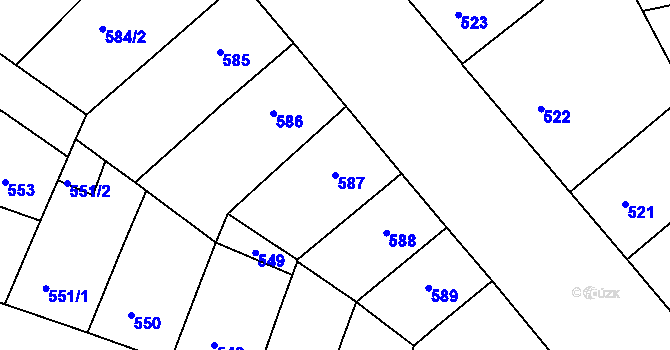 Parcela st. 587 v KÚ Nusle, Katastrální mapa