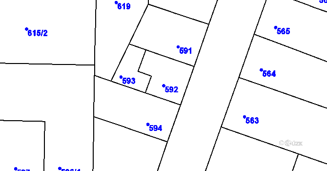 Parcela st. 592 v KÚ Nusle, Katastrální mapa