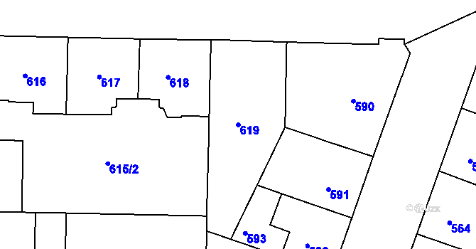 Parcela st. 619 v KÚ Nusle, Katastrální mapa