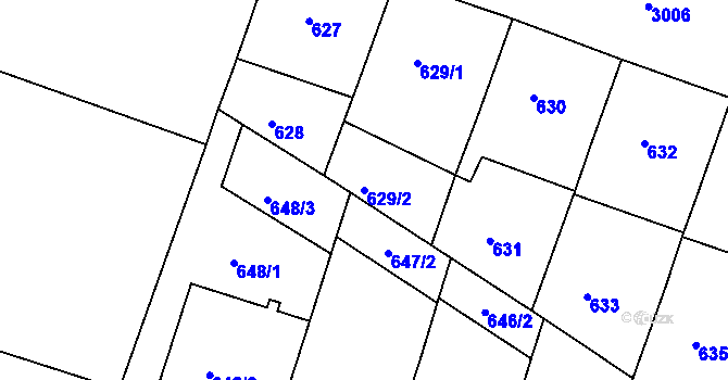 Parcela st. 629/2 v KÚ Nusle, Katastrální mapa