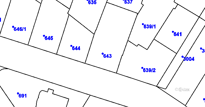 Parcela st. 643 v KÚ Nusle, Katastrální mapa