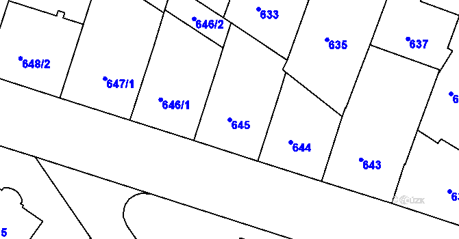 Parcela st. 645 v KÚ Nusle, Katastrální mapa