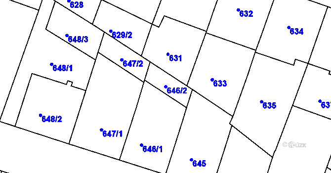 Parcela st. 646/2 v KÚ Nusle, Katastrální mapa