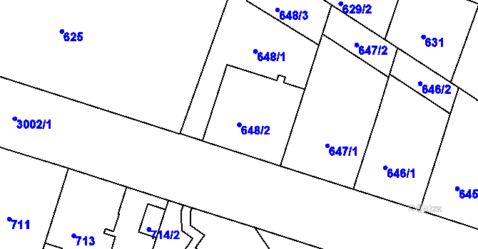 Parcela st. 648/2 v KÚ Nusle, Katastrální mapa