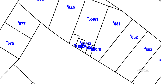 Parcela st. 650/3 v KÚ Nusle, Katastrální mapa