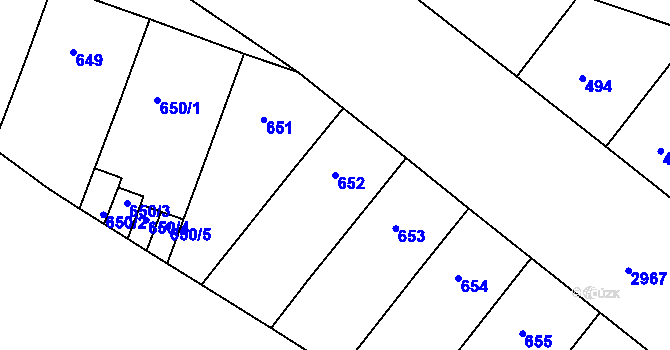 Parcela st. 652 v KÚ Nusle, Katastrální mapa