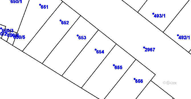 Parcela st. 654 v KÚ Nusle, Katastrální mapa