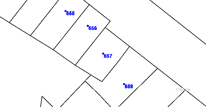 Parcela st. 657 v KÚ Nusle, Katastrální mapa