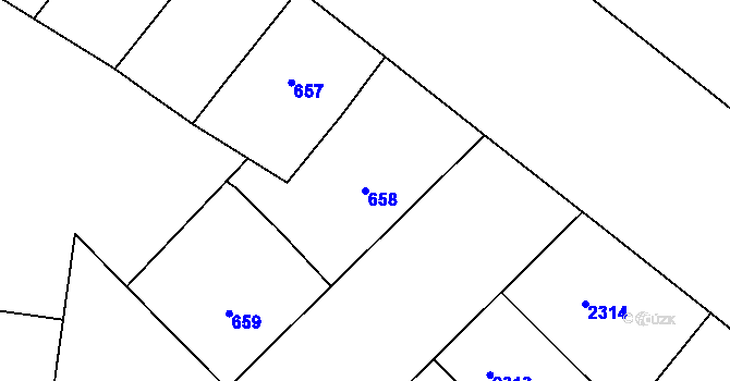 Parcela st. 658 v KÚ Nusle, Katastrální mapa