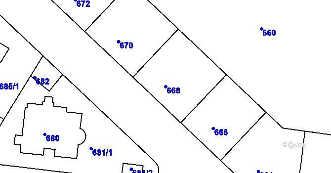 Parcela st. 668 v KÚ Nusle, Katastrální mapa