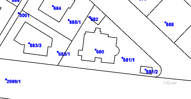 Parcela st. 680 v KÚ Nusle, Katastrální mapa