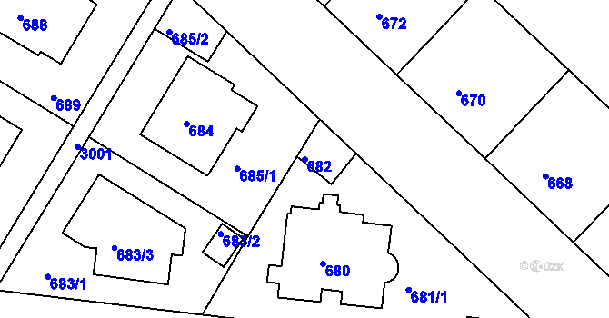 Parcela st. 682 v KÚ Nusle, Katastrální mapa