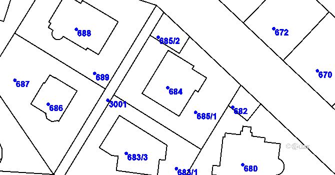 Parcela st. 684 v KÚ Nusle, Katastrální mapa