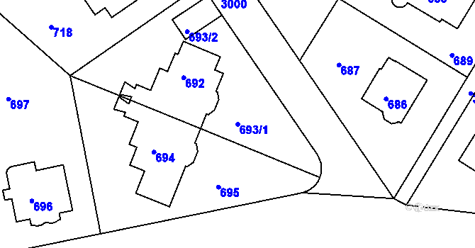 Parcela st. 693/1 v KÚ Nusle, Katastrální mapa
