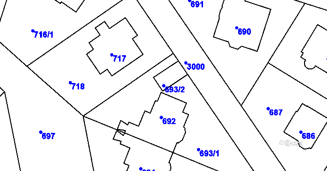 Parcela st. 693/2 v KÚ Nusle, Katastrální mapa