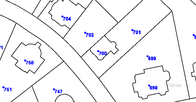 Parcela st. 700 v KÚ Nusle, Katastrální mapa