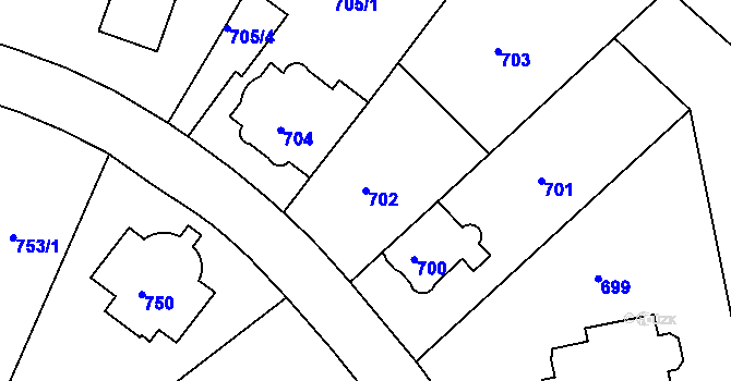 Parcela st. 702 v KÚ Nusle, Katastrální mapa