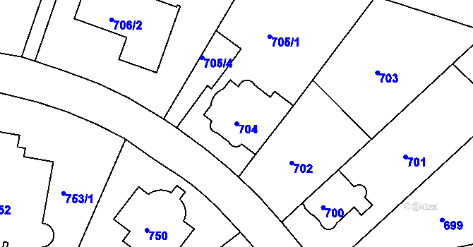 Parcela st. 704 v KÚ Nusle, Katastrální mapa