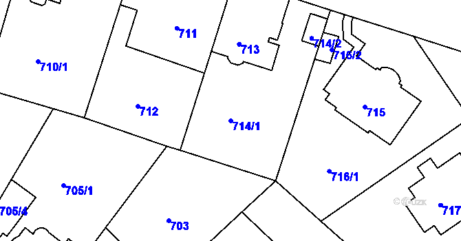 Parcela st. 714/1 v KÚ Nusle, Katastrální mapa
